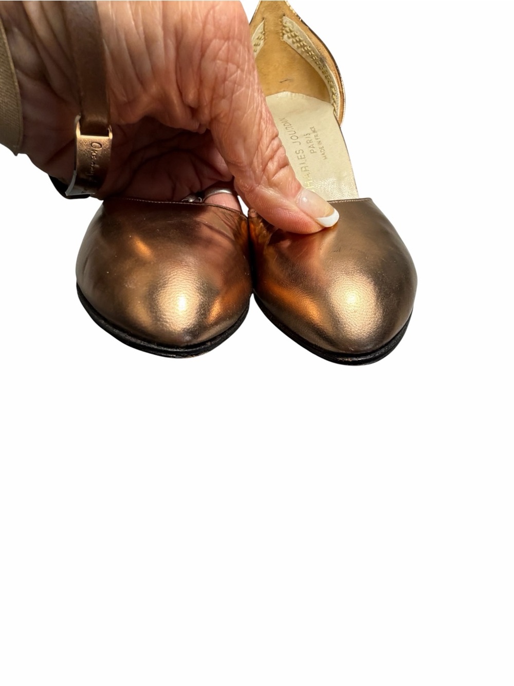 Charles Jourdan Metallic Bronze Pointed-Toe Women’s D'Oray Pumps Sz 7 - Picture 8 of 12